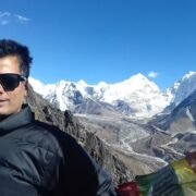 “View from Nagarjun Hill over Dingboche and Chhukung Valley with Mount Makalu, Lhotse, and Island Peak in the background – Mountain King Treks.”