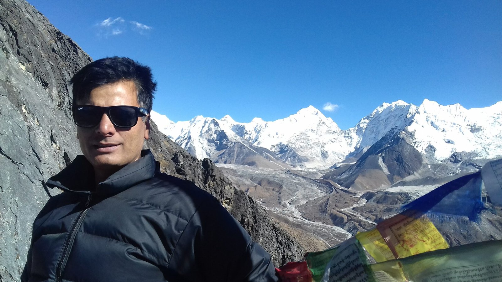 “View from Nagarjun Hill over Dingboche and Chhukung Valley with Mount Makalu, Lhotse, and Island Peak in the background – Mountain King Treks.”